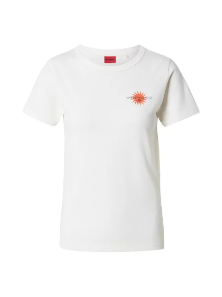HUGO Tricou Deloris bleumarin / portocaliu alb