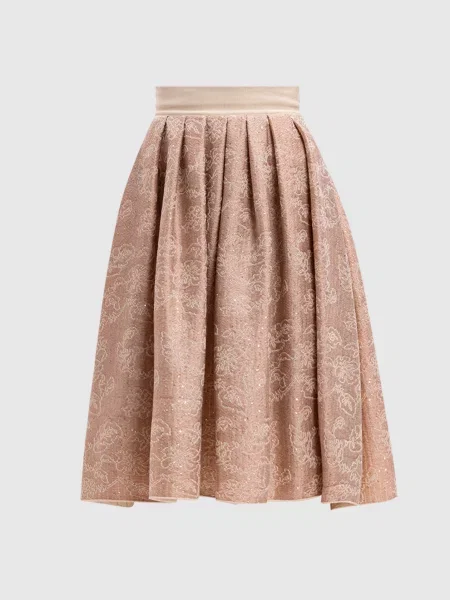 Спідниця з вовною у візерунок з паєтками Christian Dior рожева