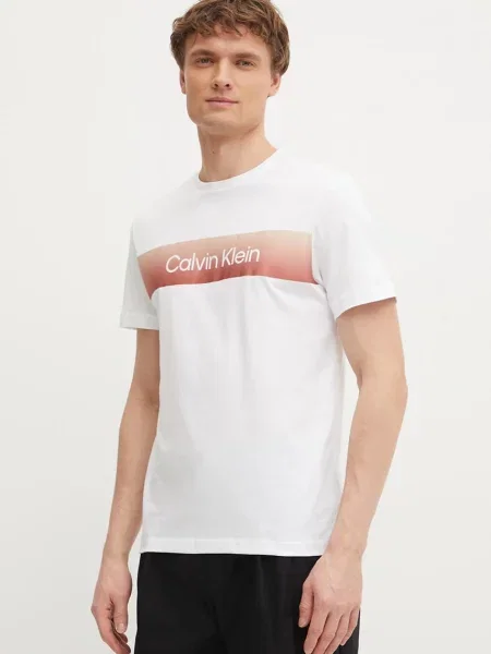 Majica Calvin Klein za muškarce s tiskom bijela