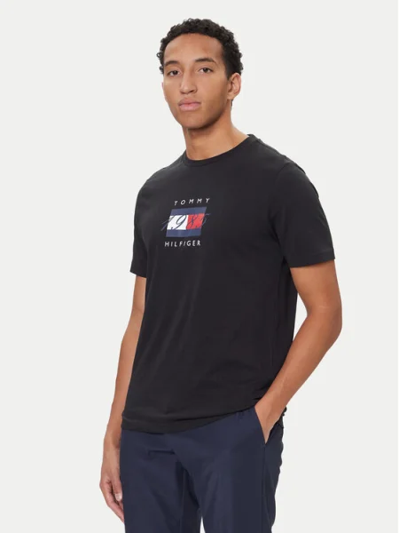 Тениска Tommy Hilfiger с принт черно