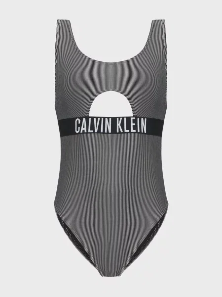 Смугастий суцільний купальник Calvin Klein чорний