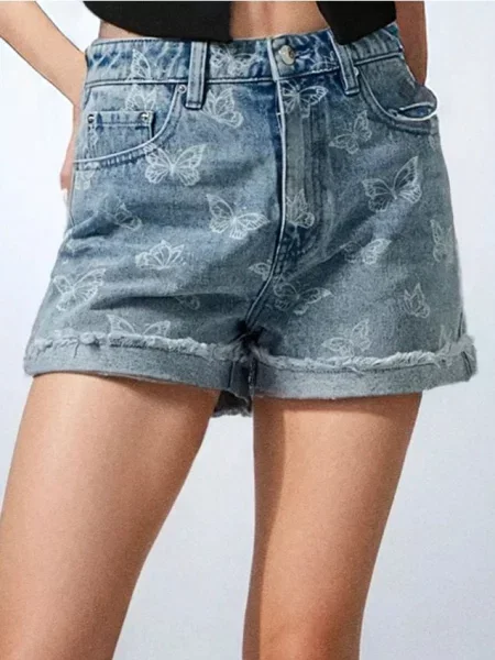 Джинсові шорти з візерунком синій