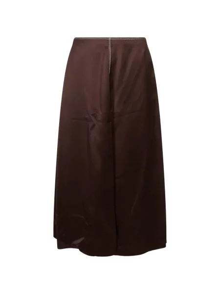 Fustă midi Marni din satin maro