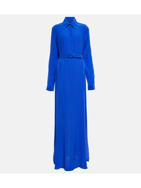 Rochie maxi Costarellos de mătase de costum albastru