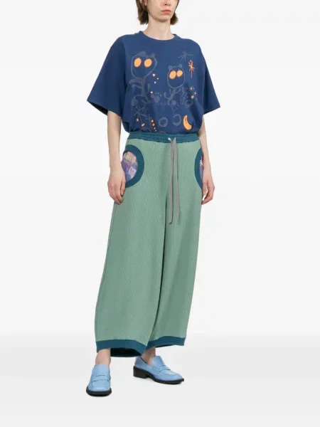 Pantaloni Tsumori Chisato tricotate alergare verde