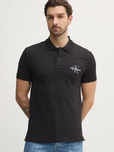 Calvin Klein Jeans Тениска с яка и Monologo черен