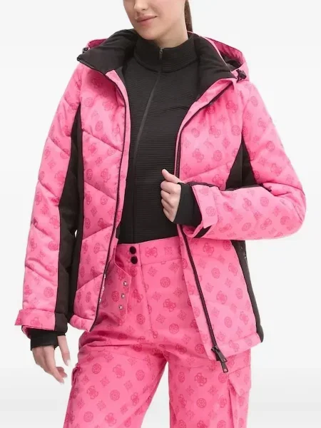 Kurtka narciarska Guess z nadrukiem różowa