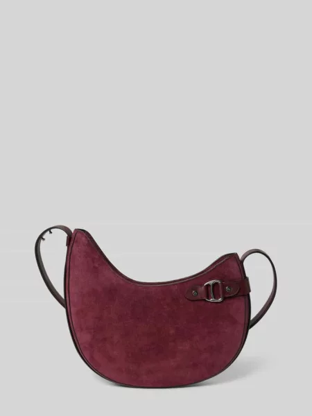 Torebka z naturalnej skóry bydlęcej z ozdobną aplikacją Lauren Ralph Lauren bordowa