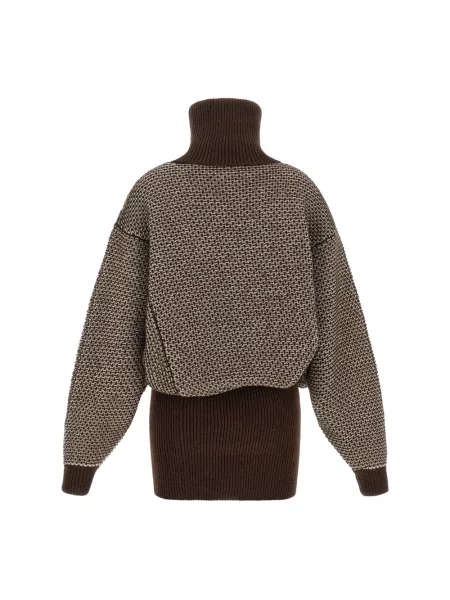 Sukienka mini Mm6 Maison Margiela wełniana dwustronna brązowa