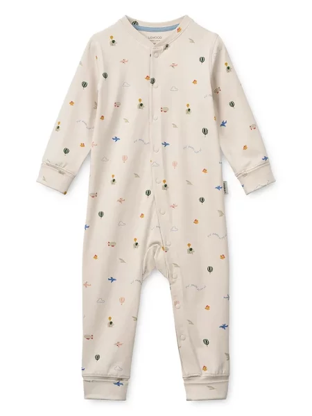 Liewood kombinezon za djecu od pamuka s elastanom Birk Grow Printed Pyjamas Jumpsuit bež