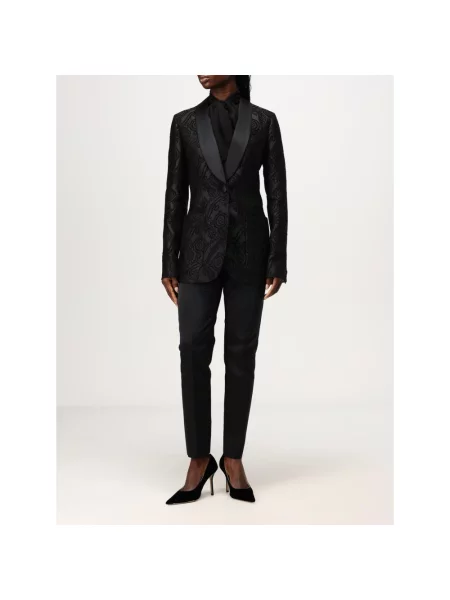 Aksamitna marynarka Etro z wzorem paisley czarna