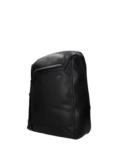 Rucsac Piquadro din piele cu autograf negru