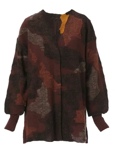 Dzianinowy kardigan Mame Kurogouchi brązowy