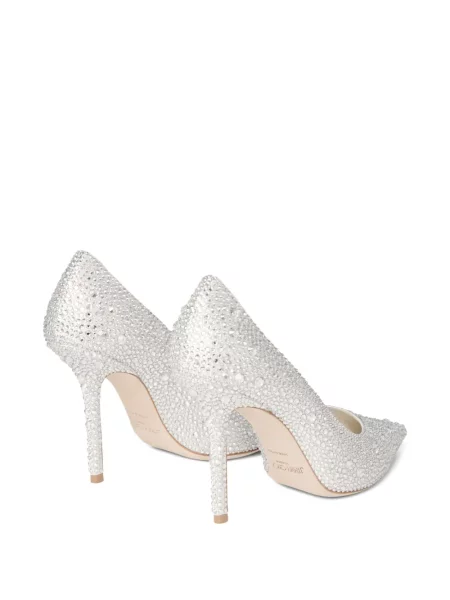 Pantofi cu toc Jimmy Choo de cristal argintiu