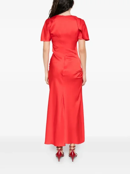 Rochie midi Victoria Beckham drapată până la genunchi de costum roșu