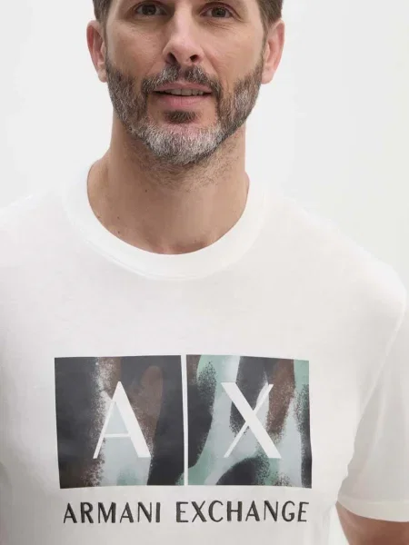 Тениска Armani Exchange с принт бяло