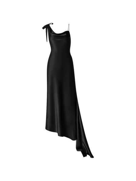 Rochie maxi Il Volo cu funde asimetrică negru