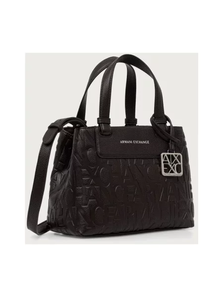 Armani Exchange torebka tote z imitacji skóry brązowa