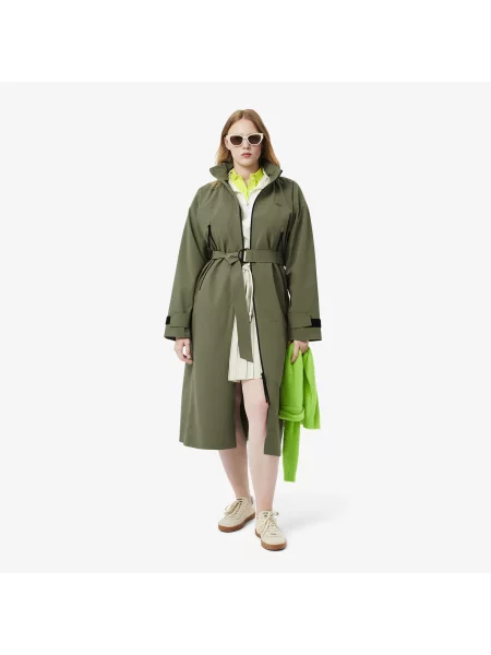 Lacoste Trencz Z Kapturem Oversize Khaki zielony