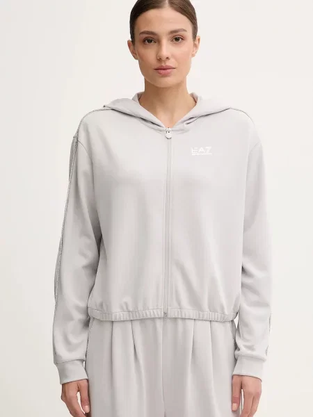 Emporio Armani bluză cu glugă uni gri