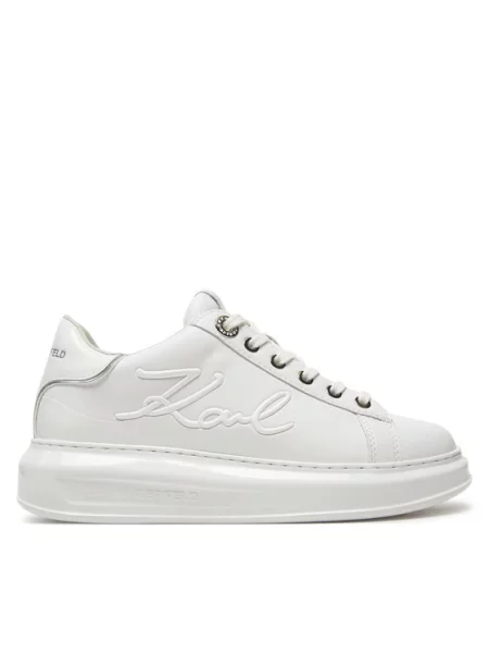 Buty KARL LAGERFELD Kapri Signia Shine white leather/mono białe
