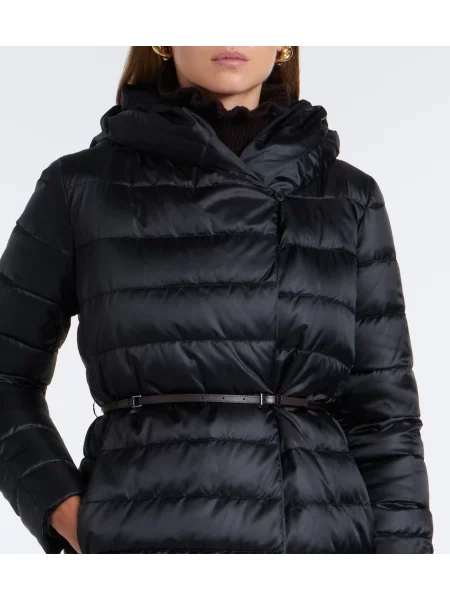 Cu centură palton Max Mara cu glugă negru