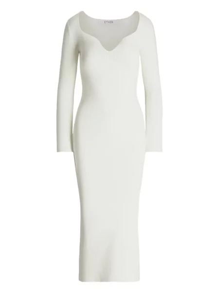 Rochie maxi Ether lungă de costum alb
