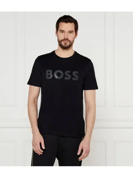 BOSS GREEN Póló Tape Logo fekete