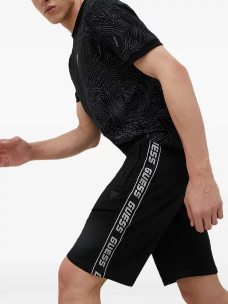 Pantaloni scurți Guess cu autograf cu cordon negru