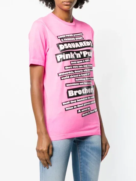 Scurt tricou Dsquared2 cu imagine roz