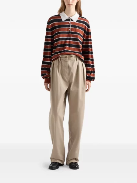 Tricou polo Prada de mătase maro