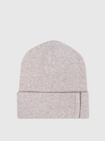 Меланжева шапка з кашеміру з відворотом Brunello Cucinelli сіра