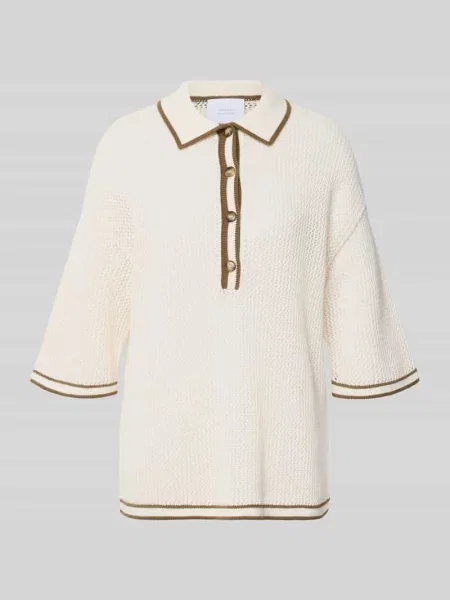 Koszulka z dzianiny z kołnierzykiem polo i listwą guzikową Style Icon Collection