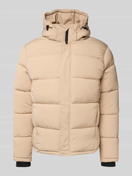 Kurtka pikowana w kroju regular fit z odpinanym kapturem model JOBIAS' Pepe Jeans beżowa