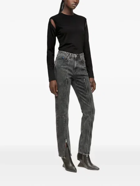 Τζιν με ίσιο πόδι Karl Lagerfeld Jeans με ψηλή μέση γκρι