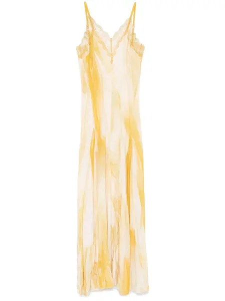 Rochie maxi Elisabetta Franchi din dantelă de costum galben