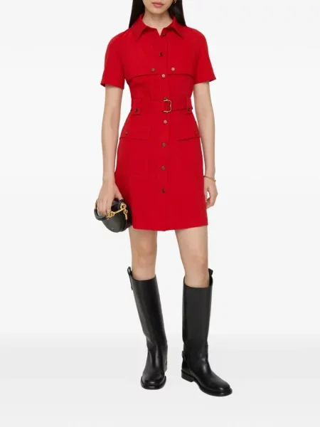 Rochie mini Burberry de lână cu cataramă de costum roșu