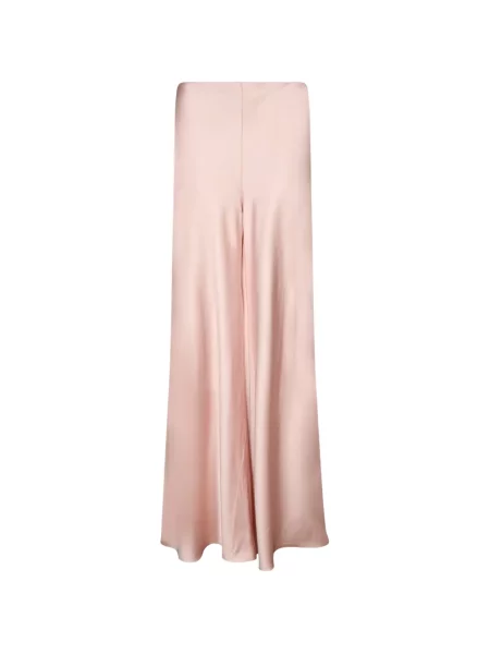 Pantaloni palazzo Norma Kamali din satin roz