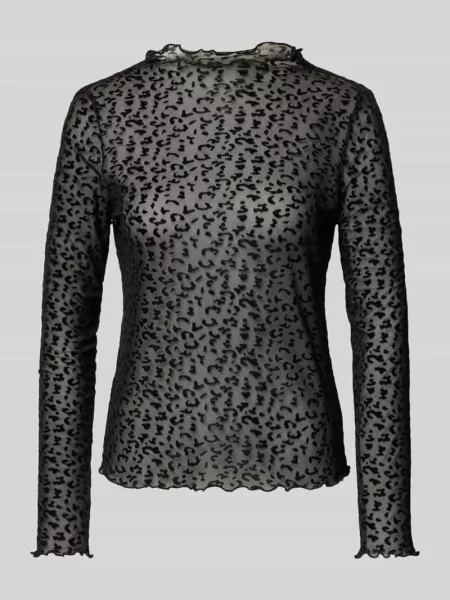 Bluzka z długim rękawem o kroju regular fit z transparentną siateczką w stylu mesh Only czarna