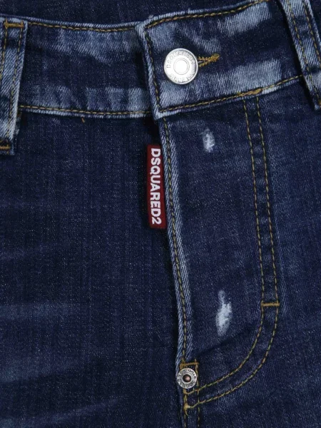 Jeansy straight leg dziecięce Dsquared2 niebieskie