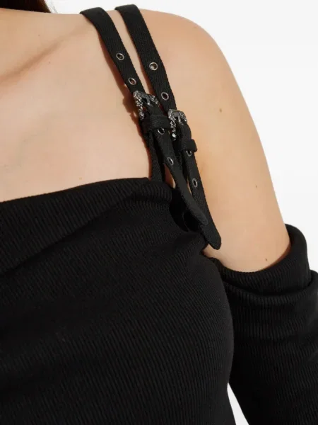 Κοστούμι τζιν φόρεμα Versace Jeans Couture με αγκράφα με μήκος μέχρι το γόνατο μαύρο
