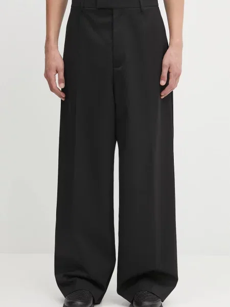 VETEMENTS pantaloni de lână Cut Baggy Tailored cămașă dreaptă pentru bărbați neagră