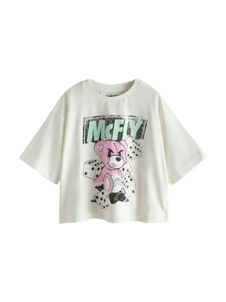 Next Tricou McFly verde mentă / roz pal / negru alb