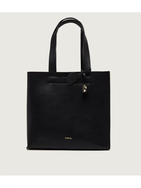 Furla Bőr shopper táska FURLA DIVIDE IT M fekete