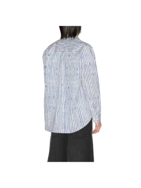 Koszula Isabel Marant w paski z logo niebieska
