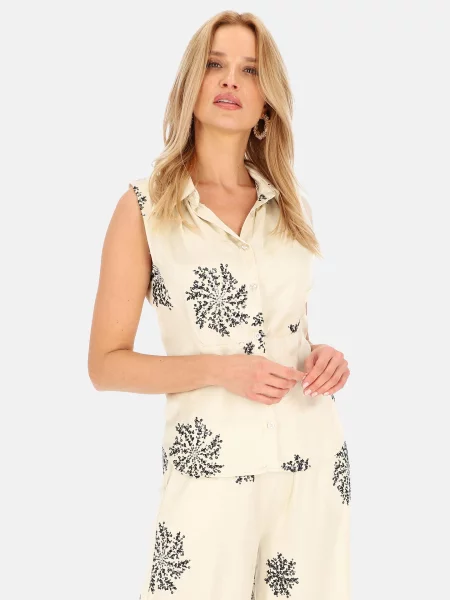 Bluza Perso sa šljokicama bez rukava elegantna bijela