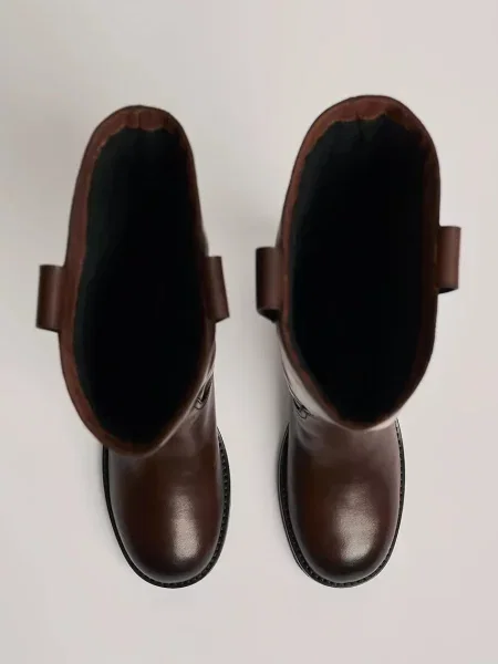 Шкіряні чоботи Karl Lagerfeld BROOKLYN блок злегка утеплені коричневий