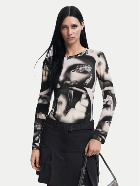 Desigual Bluză Surrealismo gri