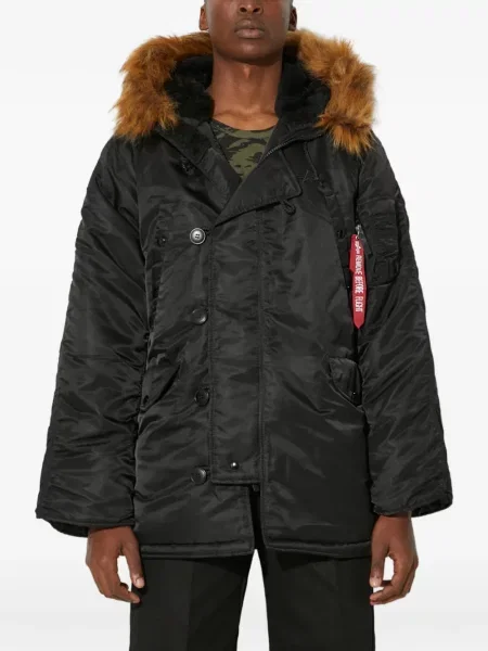 Geacă Alpha Industries cu glugă negru