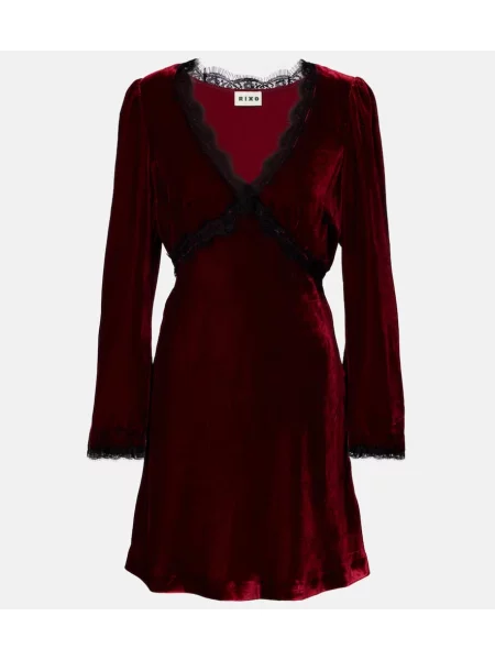 Кадифена рокля Rixo винено червено